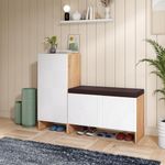 Rocco Engineered Wood Trudo Modular Shoe Cabinet (10 Pair + 12 Pair Seat Cabinet), White