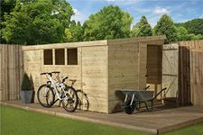 EMS Retail Empire 3000 Pent Garden Shed 10X5 SHIPLAP 3 LOW WINDOWS PRESSURE TREATED DOOR RIGHT END