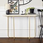 URBNLIVING Two-Tone Modern Decorative Console Entryway Telephone Narrow Table Sofa Table for Living Room, Hallway, Office (White Faux Marble and Gold Legs)