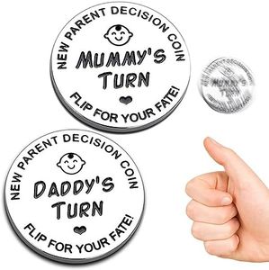 Funny Baby Gift New Parents Decision Coin,Pregnancy Gifts New Dad Mom Gifts,New Parents Gifts for Couples Halloween Thanksgiving Christmas Gift for First Time to be Moms Dads Daddy Mummy Double Sided