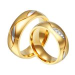 Daesar Wedding Rings 6MM for Women & Men Gold Couple Rings with Free Engraving Women J 1/2 & Men R 1/2