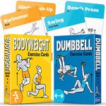 [2-PACK] Bodyweight & Dumbbell Workout Cards - Large Size 5" x 3.5" Exercise Cards Deck with 100 Different Exercises, Perfect for Circuit Training & Weightlifting