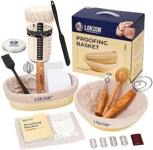 Lorzon Proofing Baskets with Sourdough Starter Jar Kit, 10" Round & 11" Oval Plastic Bannetons, Sourdough Bread Baking Supplies