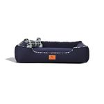 HUFT Classic Checks Lounger Dog Bed – Navy & Green, Size XL | Comfortable & Durable Dog Bed | Soft Cushion Support | Easy to Clean | Ideal for Large Dogs Rest & Sleep