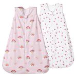 david's kids Micro Fleece Baby Sleep Sack 6-12 Months, Soft Baby Wearable Blankets with 2-Way Zipper, 2 Pack Comfy Sleeping Bags for Infant Newborn Boys Girls Neutral, Medium Size, Rainbow