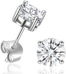 HAINBAG Cubic Zirconia Earrings Studs: Simulated Diamond CZ Studs for Women Men, 18K White Gold Plated Sterling Silver Earrings, Heart, Sterling Silver, Cubic Zirconia