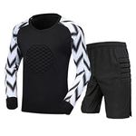 iEFiEL Kids Boys Football Goalkeeper Shirts and Shorts Soccer Goalkeeper Outfits Team Sports Training Uniforms Black Type B 12-14 Years