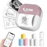 SEZNIK Mini Printer, Inkless, Thermal, Bluetooth, Portable Printer, Compatible Android, iOS Mobile. 1 Year Warranty (EON-Stealth Velvet)