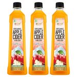 WOW Life Science Apple Cider Vinegar 400ml|Organic Himalayan Apples|Mother of Vinegar with Probiotics|Unfiltered & Unpasteurized|For Weight Management, Healthy Skin & Hair|Pack of 3