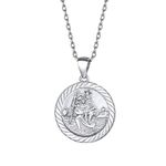 Silvora St Christopher Necklace Women Saint Christopher Necklace Women's Pendants & Coins Christening Gift Silver Necklace for Men