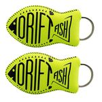 DriftFish Floating Neoprene Boat Keychain Key Float | Jumbo Size - Float 5 to 6 Keys | Proudly American Made | Waterproof Key Chain Buoy | Great for Boating and Water Sports, Green, 2 Pack