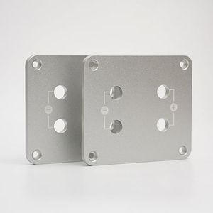 AcouZen CNC Aluminum Speaker Terminal Plate – 2/4 Pole Binding Post Panel for DIY Passive Speakers & Subwoofers – Anodized + Laser Engraved – Includes Insulating Rings & Screws (4-Terminal, Pair)