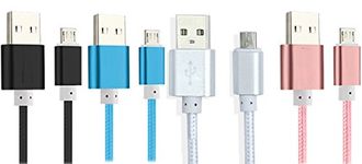 4Pack Micro USB Cable ibarbe Universal Premium 5FT High Speed Sync Quick Charging USB 2.0 A Male to Micro B Sync and Durable cord for Samsung, HTC, Sony and Other Android Smartphone