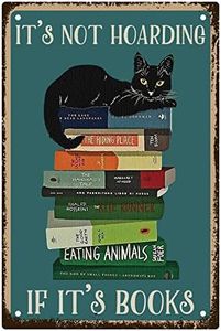 CREATCABIN Black Cat Metal Tin Signs Funny Cat Books Décoration Murale Pas Thésauris�é s'il S'Agit Livres Vintage Art Sign Plaques Print Poster pour Coffee Bar Home Library Store Living Room Cafe