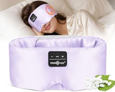 MUSICOZY 3D Silk Bluetooth Sleep Mask Headphones, Mulberry Silk Eye Mask with Ultra-Thin Wireless Speakers, Bluetooth 5.4 Sleeping Headphones for Side Sleepers, Music Sleep Mask Gifts for Men Women