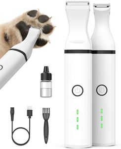 oneisall Dog Clippers/Dog Paw Trimmer with Double Blades 2 in 1 Quiet Dog Grooming Clippers/Cordless 2 Speed Small Pet Hair Trimmers for Dog's Hair Around Paws, Eyes, Ears, Face, Rump (White)