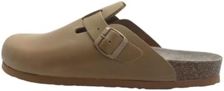 Genuins Clay Riva Oiled Leather, Slip On Shoes for Women Mens On the Go Clogs, Casual Closed Toe Mule with Cork Footbed Support, Cushioned for Walking, Travel or Work Use, 10 US Women / 8 US Men