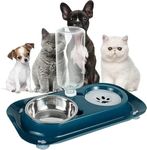 CREDLY Double Dog Bowls Automatic Water Dispenser Bottle Water and Food Bowl Set No-Spill Slow Pet Feeder (big dog bowl)