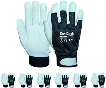 RuviGrab - Gant de travail Cuir Fleur de vache | Dos ventilé Fermeture Velcro | Gants de jardinage | Gants de travail | Gants Cuir | Gants Homme et Femme