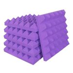 URBAN-X® Pyramid Soundproofing Studio Acoustic Foam 1'x1' - 2 Inches 50D High Density, Soundproof Foam, Noise Reduction Panels, Echo Absorption (Purple, Set of 18)