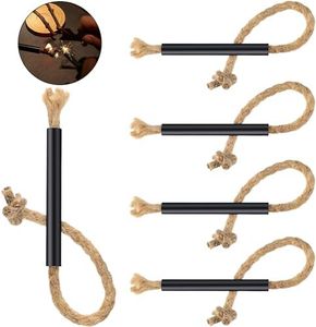WDEC 4 Pcs Jute Tinder Tube Fire Starting Tool with Aluminum Tube Sleeve, Waterproof Tinder Wick and Bellow Hemp Tinder Tube for Outdoor Trekking Hiking Camping Adventure Survival Supplies