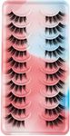 Half Lashes Clear Band False Eyelashes Look Like Individual Clusters D Curl Fluffy Faux Mink Lashes Natural Look 10 Pairs False Lashes (AF05)