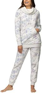 PajamaGram Womens Pajama Sets - Winter Pajamas For Women, Shearling Rollneck, Blue Marble, Large