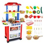 deAO Kitchen Playset Happy Little Chef Pretend Play for Toddlers with Lights, Sounds, Real Water Features and Accessories Included