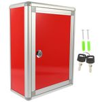 NUOBESTY Wall Mounted Drop Box Red Mailbox Employee Suggestion Box Staff Letter Aluminum Alloy Wall Mail Box with Keys for Home Office Outdoor