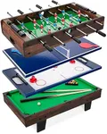 Best Choice Products 4-in-1 Multi Game Table, Childrens Combination Arcade Set w/Pool Billiards, Air Hockey, Foosball and Table Tennis - Dark Wood