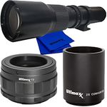 Ultimaxx 500mm f/8 Preset Telephoto Lens for Nikon Z7, Z7 II, Z6, Z6 II, Z5, Z50 Mirrorless Cameras & Other Z-Mount Cameras with Basic Accessory Bundle - 2X Converter for T-Mount Lenses & More