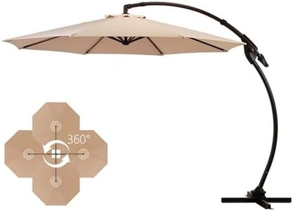 Grand patio 3.3M Cantilever Umbrella, 360° Rotation Patio Offset Umbrella, Round Outdoor Umbrella for Deck Backyard Poolside (Champagne, Without Base)