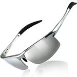 DUCO Men's Driving Sunglasses Polarised Glasses Sports Eyewear Fishing Golf Goggles 8177S (Silver Frame Mirror Lens)