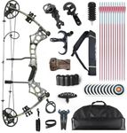 Compound Bow and Arrow Set for Adults Archery Shooting Bow Adjustable 30-65lbs Composite Bow Combination 19.5"-30" Draw Length Hunting Equipment
