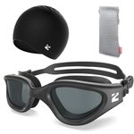 ZIONOR G1 Lite Swimming Goggles and Swim Cap Set Comfortable Anti-fog Swim Goggles for Adult Men Women