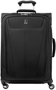 Travelpro Maxlite 5 Softside Expandable Luggage with 4 Spinner Wheels, Lightweight Suitcase, Men and Women, Black, Checked-Medium 25-Inch, Maxlite 5 Softside Expandable Spinner Wheel Luggage