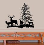 Deer Family with Tree #1 Buck, DOE, and Two Fawns : ~ Wall Decal, Large 22" x 27"