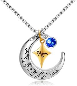 POWER WING Birthday Presents for Mom September Birthstone Necklaces Mom I Love You to the Moon and Back