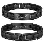 Willis Judd Mens Titanium DAD Bracelet Engraved Best Dad Ever with Gift Box & Link Removal Tool Black