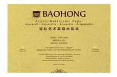 BAOHONG Artists' Watercolor Paper Block (20 Sheets, glued on Four Edges), 100% Cotton, Acid-Free, 140LB/300GSM, Watercolor Art Supplies for Wet, Dry, and Mixed Media Painting (Rough Grain 14.1"X10.2")