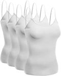 Emmalise Women's Camisole Built in Bra Wireless Fabric Support Short Cami (4Pk White, Small)