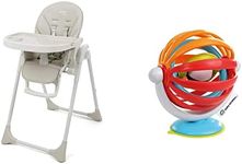 BABYLO Nosh from Birth High Chair, Adjustable + Folding with 7 Height, 3 Seat Positions Including Lie Flat, Dove Grey & Baby Einstein, Sticky Spinner Booster & High Chair Activity Toy
