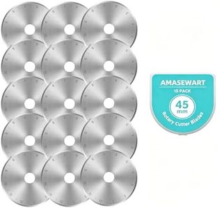 AMASEWART 45mm Rotary Cutter Blades Fits Fiskars Olfa, Replacement Rotary Blade for Fabric, Quilting, Sewing and Arts & Crafts, Pack of 15