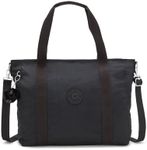 Kipling Women's Asseni Large Tote Bag, Black Noir, One Size, Women's Asseni Tote Bag, Lightweight Everyday Purse, Nylon Shoulder Bag