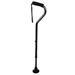 KMINA - Offset Handle Walking Cane, Heavy Duty Walking Cane, Extendable Offset Walking Canes, Adjustable Aluminum Walking Canes, Canne de Marche, Non Slip Walking Cane Black - Made in Europe