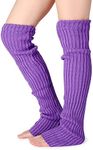 Pareberry Women's Winter Over Knee High Footless Socks Knit Warm Long Leg Warmers (Purple)