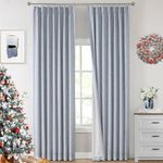 Vision Home Chambray Blue Full Blackout Curtains Pinch Pleated Room Darkening Window Curtains 95 inch for Living Room Bedroom Thermal Insulated Pinch Pleat Drapes with Hooks Back Tab 2 Panel 40"Wx95"L