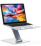 Glangeh Laptop Stand Adjustable Height, Ergonomic Air-Ventilated Laptop Riser Holder for Desk, Aluminum Foldable Laptop Cooling Pads Computer Stand Compatible with MacBook Air Pro, HP (10-16")-Silver