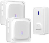 BN-LINK Wireless Doorbell with 2 Receivers Easy Installation, Waterproof Door Bell Adjustable Volume, 1000Ft Range, 58 Chimes & LED Flash, Perfect for Homes, Offices, Apartments (White)