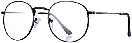 Pro Acme Classic Round Metal Clear Lens Glasses Frame Unisex Circle Eyeglasses (Black)